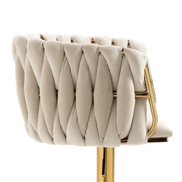 Rootz Vintage baarijakkara - Retro Elegance - Moderni mukavuus - Ergonominen tuki - 53 cm x 51 cm x 87 cm - Helppo koota - Norsunluunvärinen samettimu