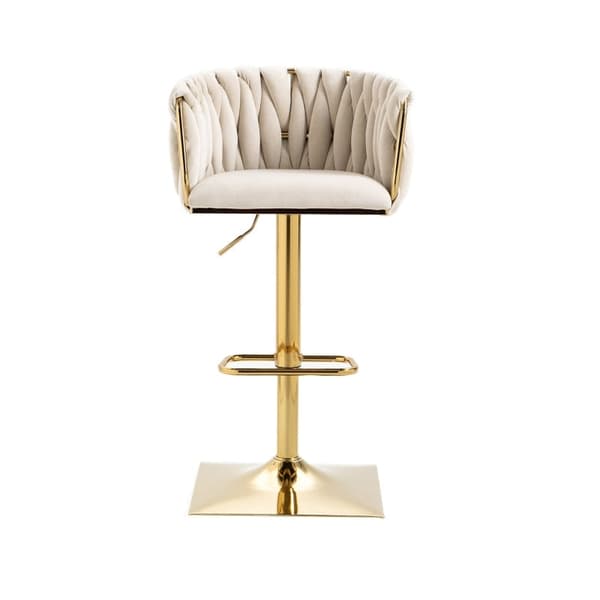 Rootz Vintage baarijakkara - Retro Elegance - Moderni mukavuus - Ergonominen tuki - 53 cm x 51 cm x 87 cm - Helppo koota - Norsunluunvärinen samettimu