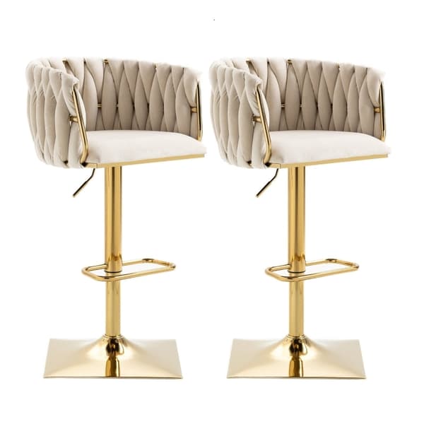 Rootz Vintage baarijakkara - Retro Elegance - Moderni mukavuus - Ergonominen tuki - 53 cm x 51 cm x 87 cm - Helppo koota - Norsunluunvärinen samettimu