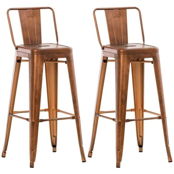 Set med 2 Mason Barstolar - CLP - Koppar - Industriell Retro - Hög rygg - Fotstöd