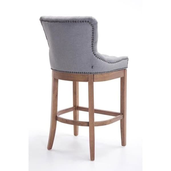 Barstol - CLP - BUCKINGHAM - Ljus antik trä - 100% polyester tyg - Tjock stoppning