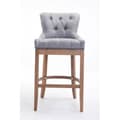 Miniatyrbild 2 av 4: Barstol - CLP - BUCKINGHAM - Ljus antik trä - 100% polyester tyg - Tjock stoppning