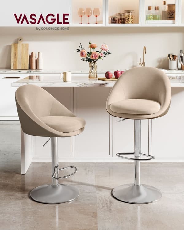 Barstol - Uppsättning av 2 - höjdjusterbar - Camelbruin & Silver Grey