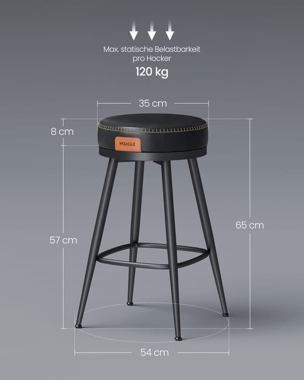 Barstolsuppsättning med 2 65 cm hög bläck