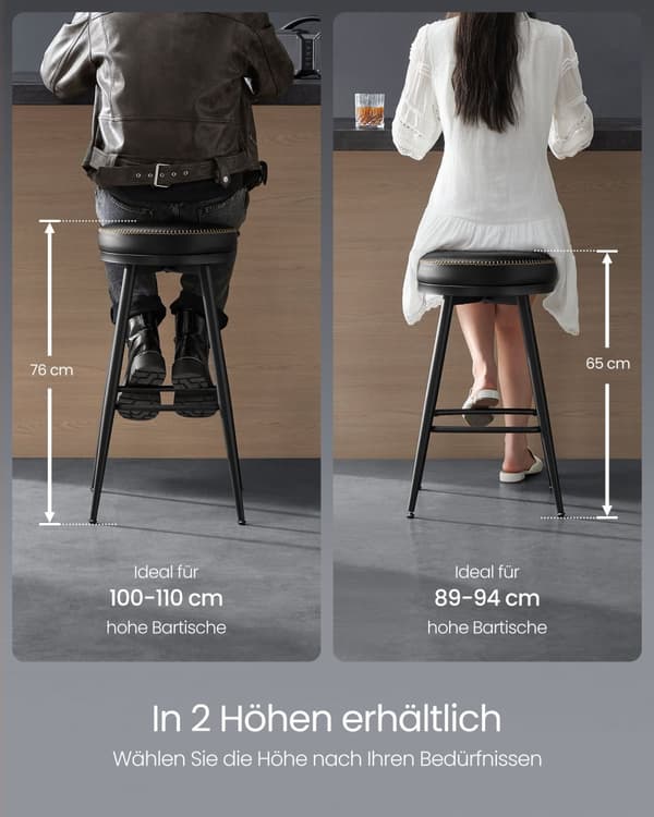 Barstolsuppsättning med 2 65 cm hög bläck