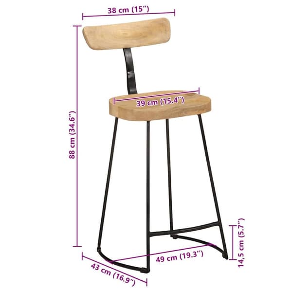 vidaXL Barkrakker 2 stk 49x43x88 cm heltre mango