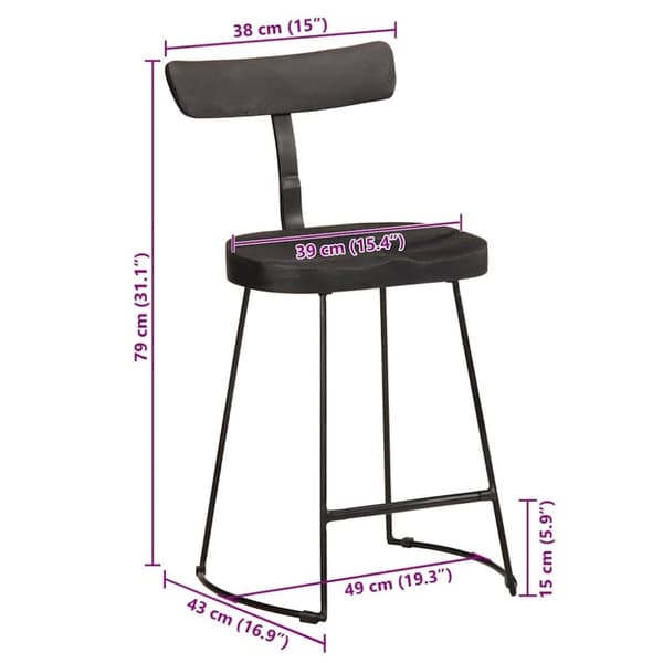 vidaXL Baarijakkarat 2 kpl musta 49x43x79 cm täysi mangopuu