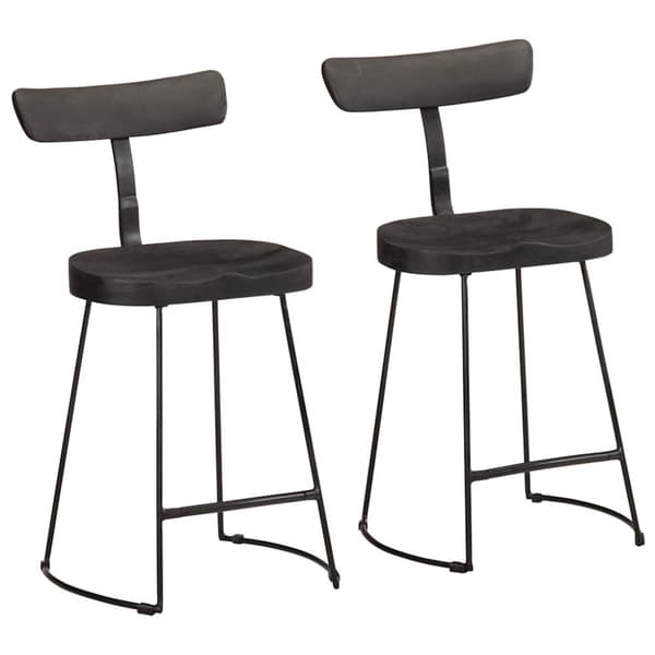 vidaXL Baarijakkarat 2 kpl musta 49x43x79 cm täysi mangopuu