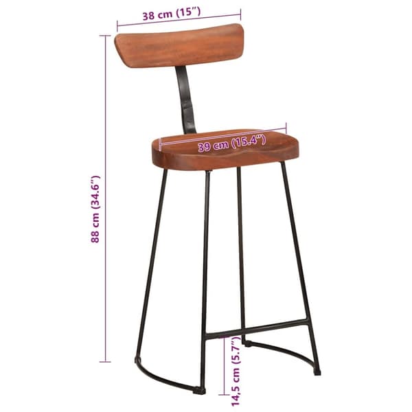 vidaXL Baarijakkarat 2 kpl 49x43x88 cm täysi mangopuu