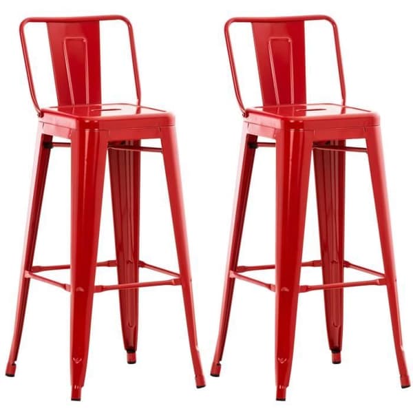 Set med 2 barstolar - CLP - Mason - Metall - Röd - Retro industriell stil