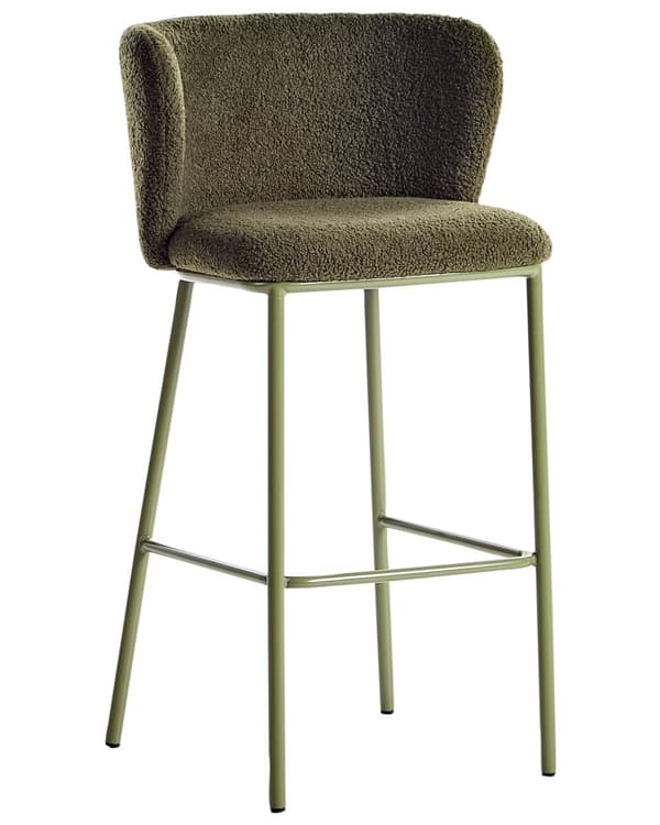 Sett med 2 Spisestoler Grønn Boucle Svarte metallben Uten armlener Buet form Moderne design Kjøkken Spisestue