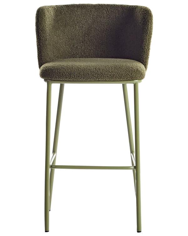 Sett med 2 Spisestoler Grønn Boucle Svarte metallben Uten armlener Buet form Moderne design Kjøkken Spisestue