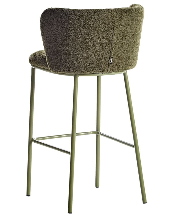 Sett med 2 Spisestoler Grønn Boucle Svarte metallben Uten armlener Buet form Moderne design Kjøkken Spisestue