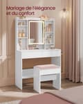 Miniatyrbillede 6 af 6: Rootz Velvet Toiletbord skammel - Makeup taburet - Soveværelses toiletstol - Spånplade - High Density Skum - 28,6 cm x 45 cm x 45 cm