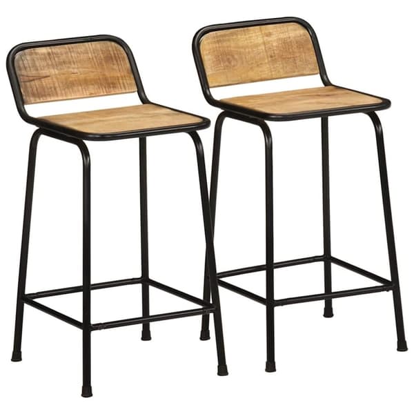 vidaXL baarituolit 2 kpl 46x35,5x80 cm massiivipuuta karkea mango