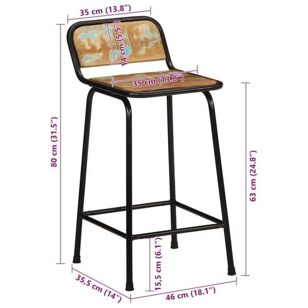 vidaXL Barkrakker 2 stk 46x35,5x80 cm gjenvunnet heltre