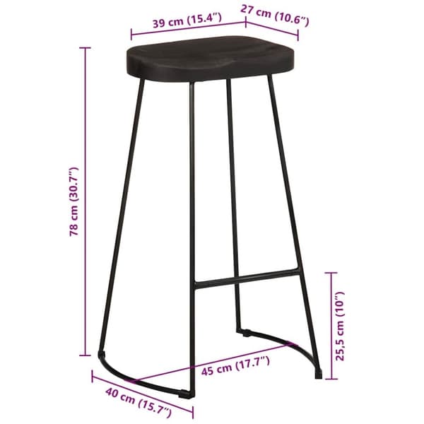 vidaXL Barkrakker 2 stk sort 45x40x78 cm heltre mango