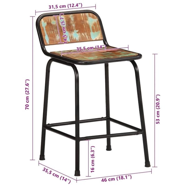 vidaXL Barkrakker 2 stk 46x35,5x70 cm gjenvunnet heltre