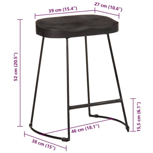 vidaXL Barkrakker 2 stk sort 46x38x52 cm heltre mango