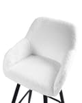 Miniatyrbillede 7 af 11: Sæt med 2 barstole Off-White Boucle Teddy Fabric Polstret med arme Ryglæn Sorte metalben