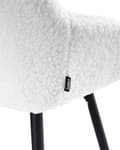 Miniatyrbillede 8 af 11: Sæt med 2 barstole Off-White Boucle Teddy Fabric Polstret med arme Ryglæn Sorte metalben