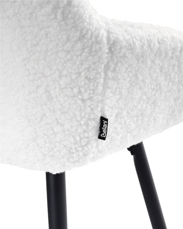 Sæt med 2 barstole Off-White Boucle Teddy Fabric Polstret med arme Ryglæn Sorte metalben