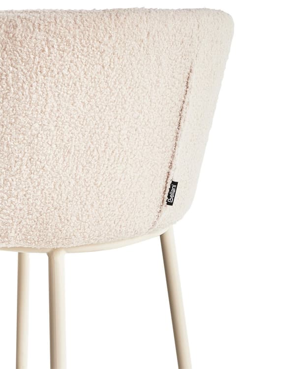 Sæt med 2 barstole Beige Boucle-betræk Sorte metalben Armløse skamler Buet ryglæn Moderne spisestue Køkken