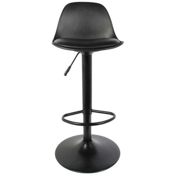 Barstol - Isak - Svart - Polstrad sits - Höjdjusterbar - Modern stil