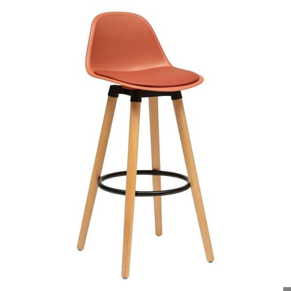 Barstol "Maxon" i bok &amp; metall H92,5cm rosa terracotta - Rosa terracotta - Atmosphera inredningsdesigner