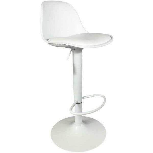 Barstol - Isak - Vit - Polstrad sits - Justerbar i höjd - Modern stil