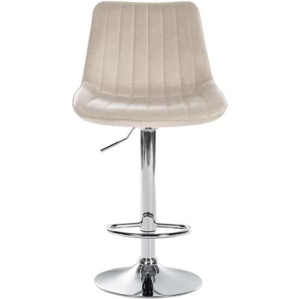 Toni Velvet Barpall Metal Base Justerbar höjd Sväng, Cream-Chrome
