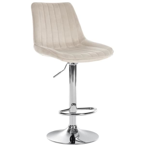 Toni Velvet Barpall Metal Base Justerbar höjd Sväng, Cream-Chrome