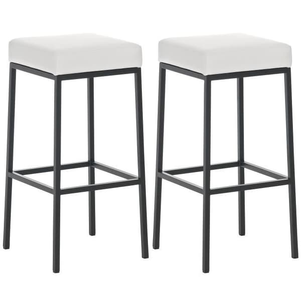 Barstol - Montréal - Paket med 2 - Skinnimitation - Vit - Svart - 80 cm höjd