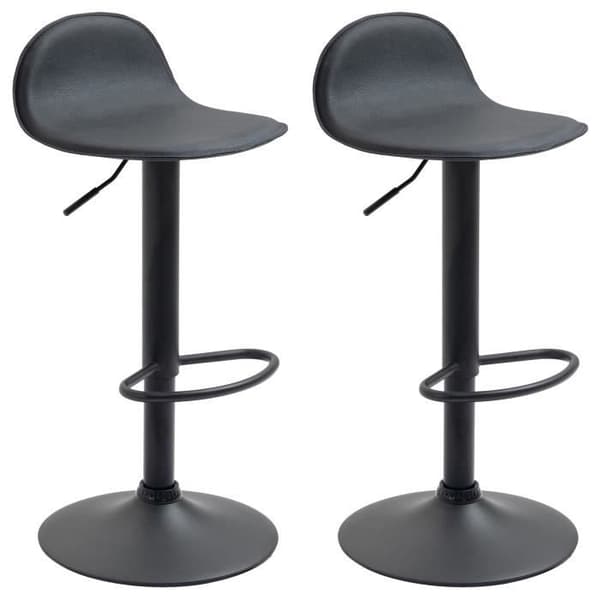 Set med 2 st Lana V2 barpall konstläder industriell stil metall ben och fotstöd - svart