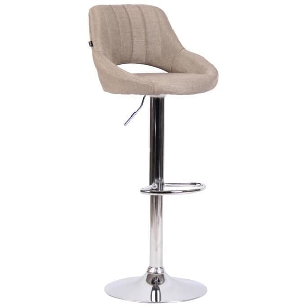 Milet Fabric Barpall med metallbas justerbar höjdsväng - CLP - Taupe-Chrome