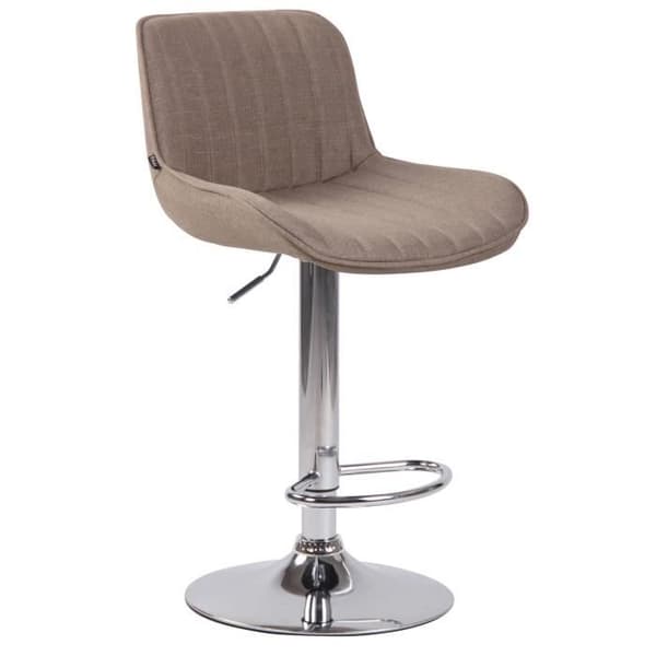 Lentini Barstolar i tyg - CLP - Set med 2 - Justerbar höjd - Vridbar - Taupe-Chrome