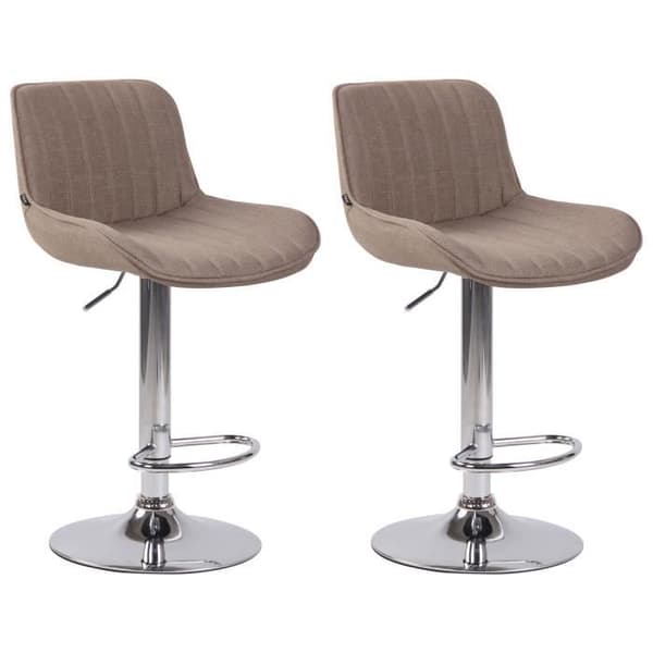 Lentini Barstolar i tyg - CLP - Set med 2 - Justerbar höjd - Vridbar - Taupe-Chrome