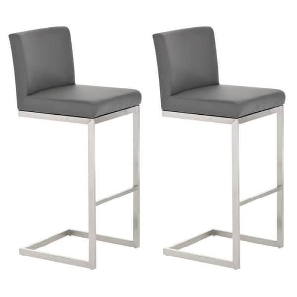 Set med 2 barstolar - CLP - Paros - Imiterat läder - Grå - Modern design