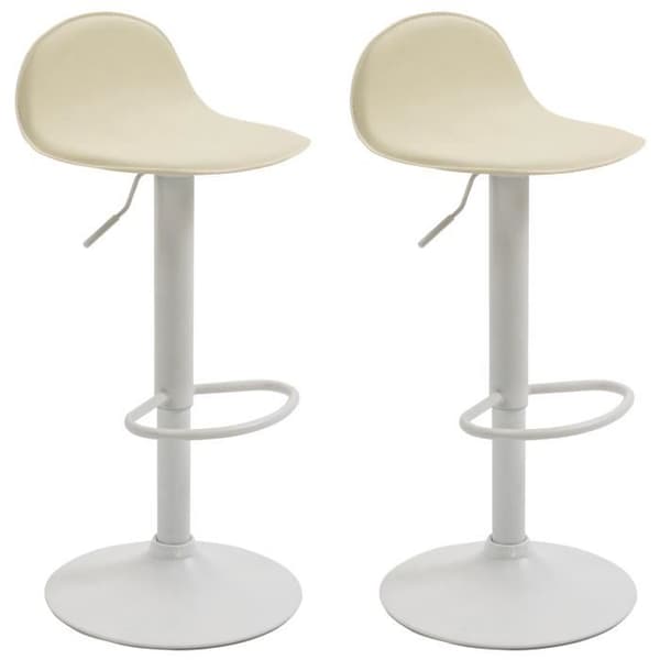 2 x Barstol Lana V2 Syntetiskt Skinn Industriell Stil Fot och Fotstöd Metall, Crème-Vit