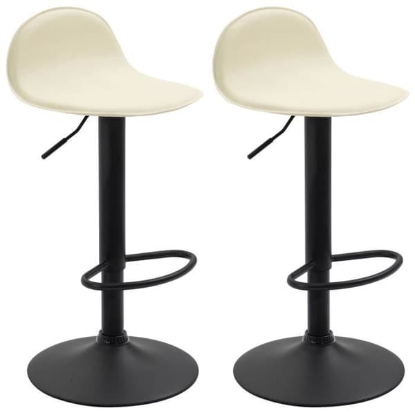 2 x Lana V2 barpall konstläder industriell stil metall ben och fotstöd, gräddsvart