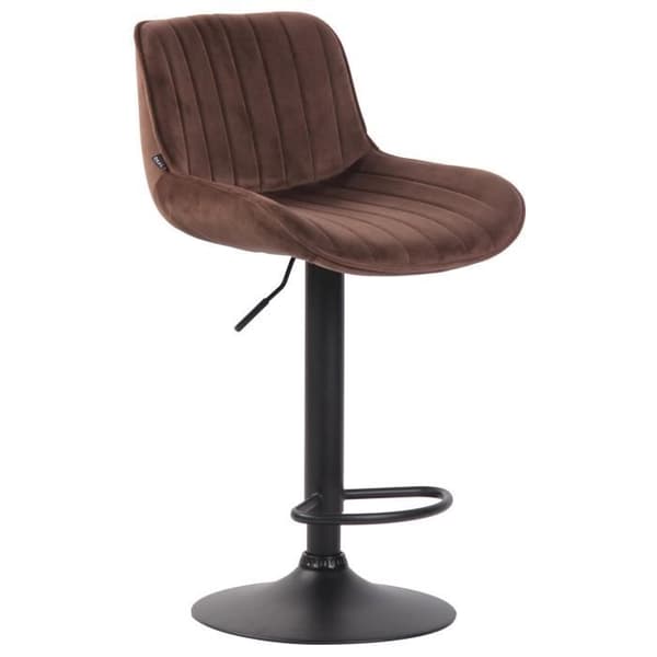 Set med 2 Lentini Velvet Barstolar - CLP - Metallbas - Justerbar höjd - Brun