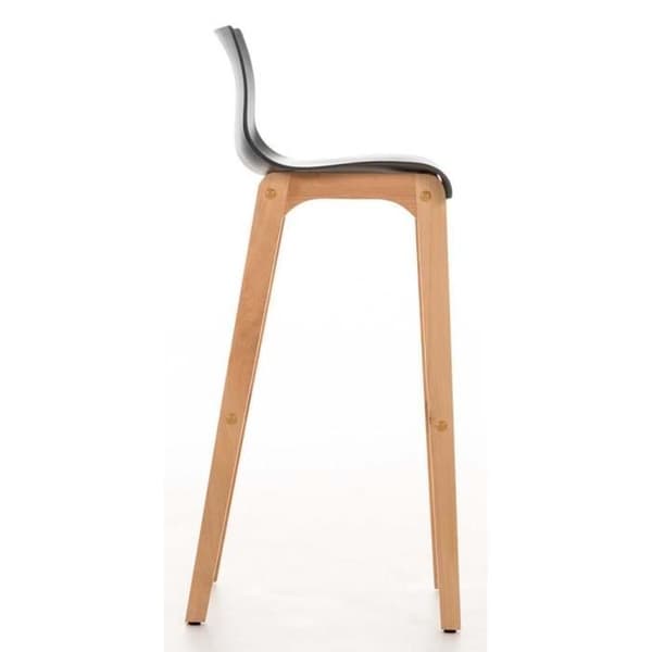 Lot av 2 design barstolar Hoover natur - CLP - Plast sits - Ben i trä natur - Grå