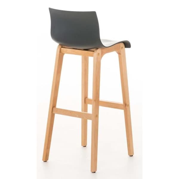 Lot av 2 design barstolar Hoover natur - CLP - Plast sits - Ben i trä natur - Grå