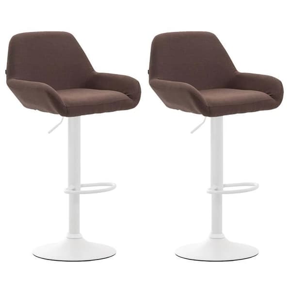 Set med 2 barstolar Braga i tyg - Brun-Vit - Höjdjusterbar - Bekväm och designad