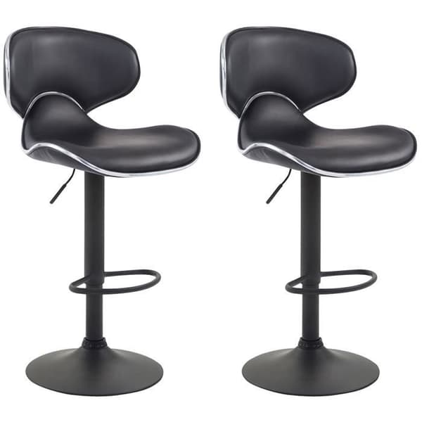 Set med 2 st Las Vegas V2 barstolar i svart konstläder - Svart - Justerbar i höjdled - Modern - Design