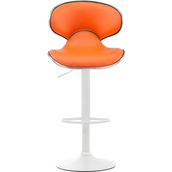 Barstol - Las Vegas V2 - Syntetisk läder - Orange-Vit - Höjdjusterbar - 2-pack