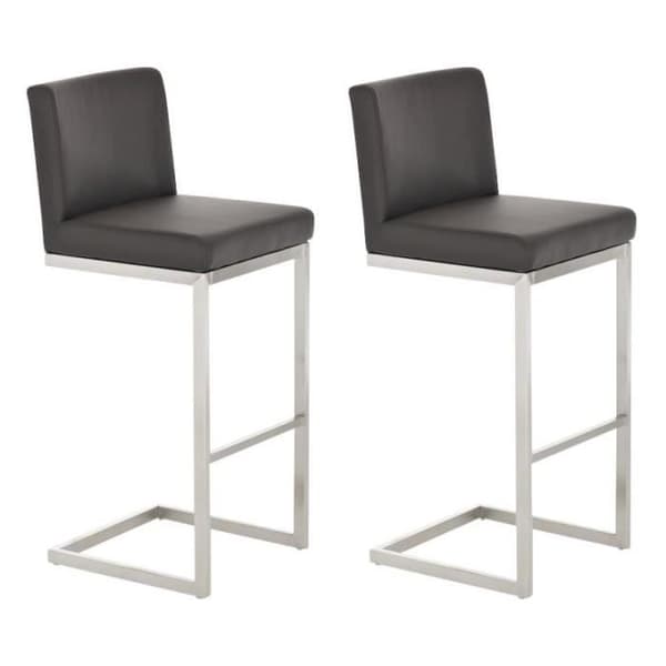 Set med 2 barstolar Paros i konstläder, Brun