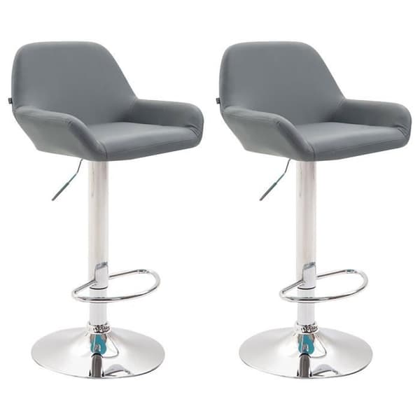 Braga Konstläder Design Barstolar - Höjdjusterbar - Set om 2 - Grå