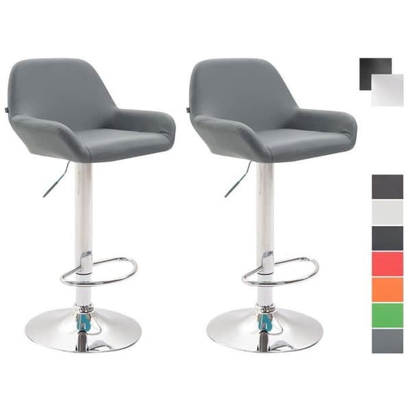 Braga Konstläder Design Barstolar - Höjdjusterbar - Set om 2 - Grå
