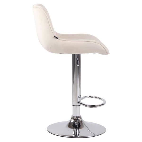 Set med 2 Lentini Velvet Barstolar - CLP - Metallbas - Höjdjusterbar - Kräm